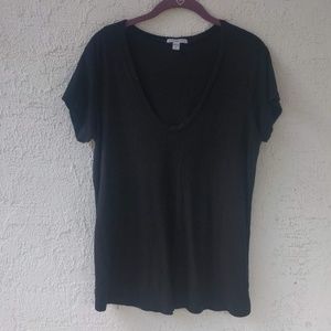 James Perse Black V Neck Tee in size 4 (XL)